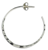 Earrings - Sterling Silver - Post Hammered Hoop Earring - 30mm - PH12-ss